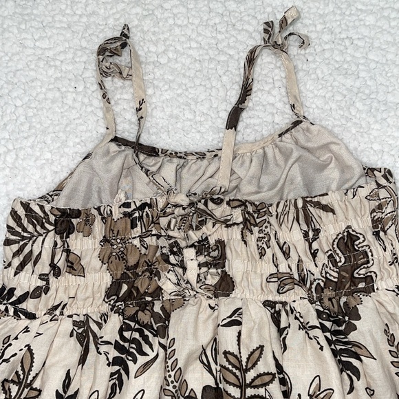 Tan & Brown Floral Dress with Bow Straps - Picture 2 of 4